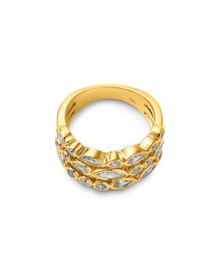 Triple Row Bezel Set Lab Grown Diamond Stack Ring in 14K Yellow Gold, 1.5 tcw