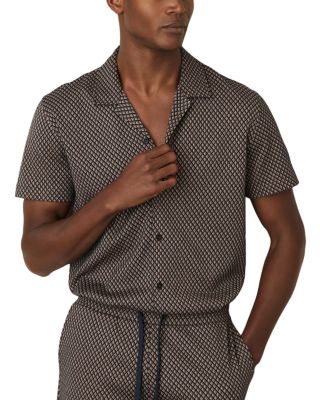 REISS - Drakes Short Sleeve Jacquard Cuban Shirt