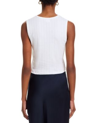 Pointelle Sleeveless Crewneck Top