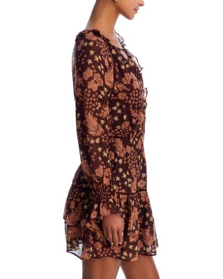 Alison Silk Printed Ruffle Mini Dress