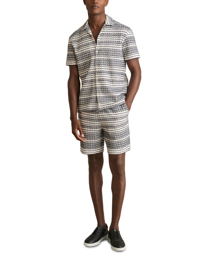 Chez Short Sleeve Embroidered Crochet Cuban Shirt