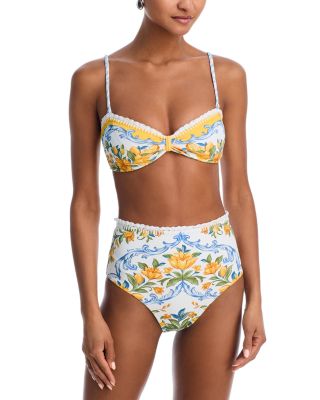 Sicily Bandeau Bikini Top & High Waist Bikini Bottom