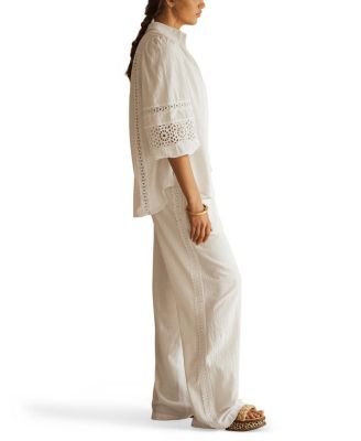 BIANCA Lace Trim Billow Sleeve Blouse