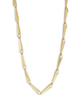 18K Yellow Gold Like Collection Elongated Tapered Diamond Necklace, 17.7"