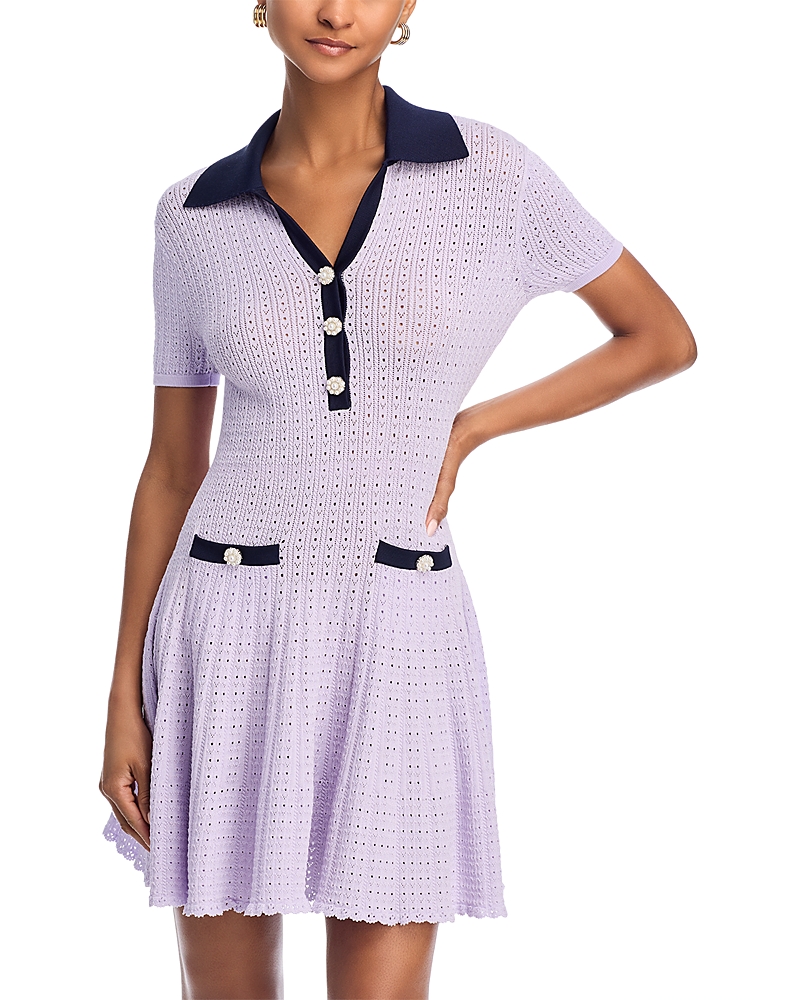 Self-portrait Mini Dress In Openwork Mesh