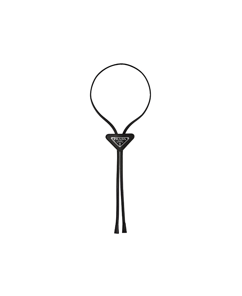 Prada Bolo Tie Aus Saffiano-leder In Black