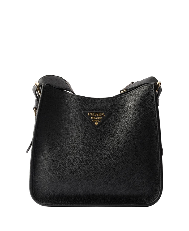 Prada Black Leather Shoulder Bag In Black