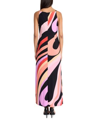 Printed Straight Neck Maxi Dress