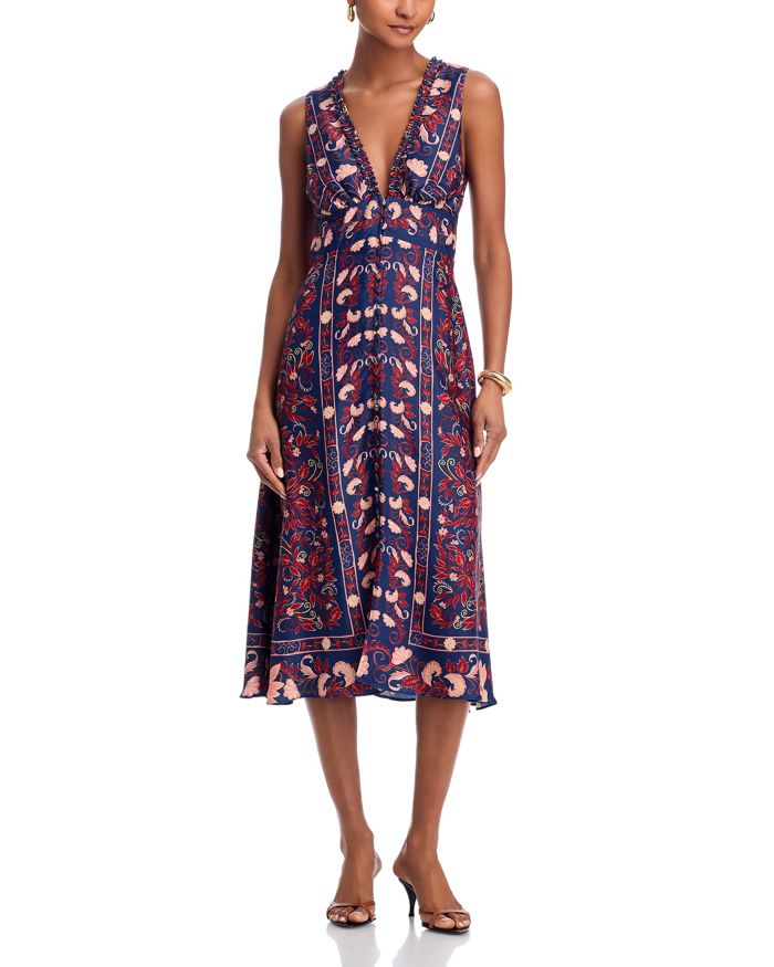 Boho Floral Scarf Midi Dress