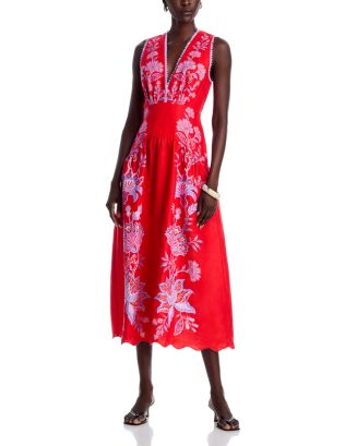 FARM Rio Porcelain Garden Linen Midi Dress | Bloomingdale's Women