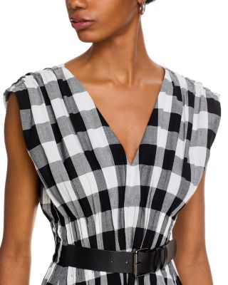 Neci Gingham Belted Tank Dress