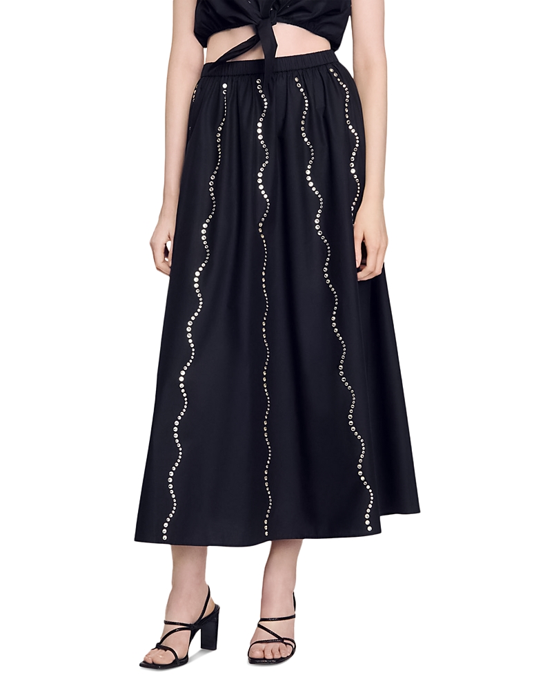 Sandro Crystal-embellished Maxi Skirt In Black