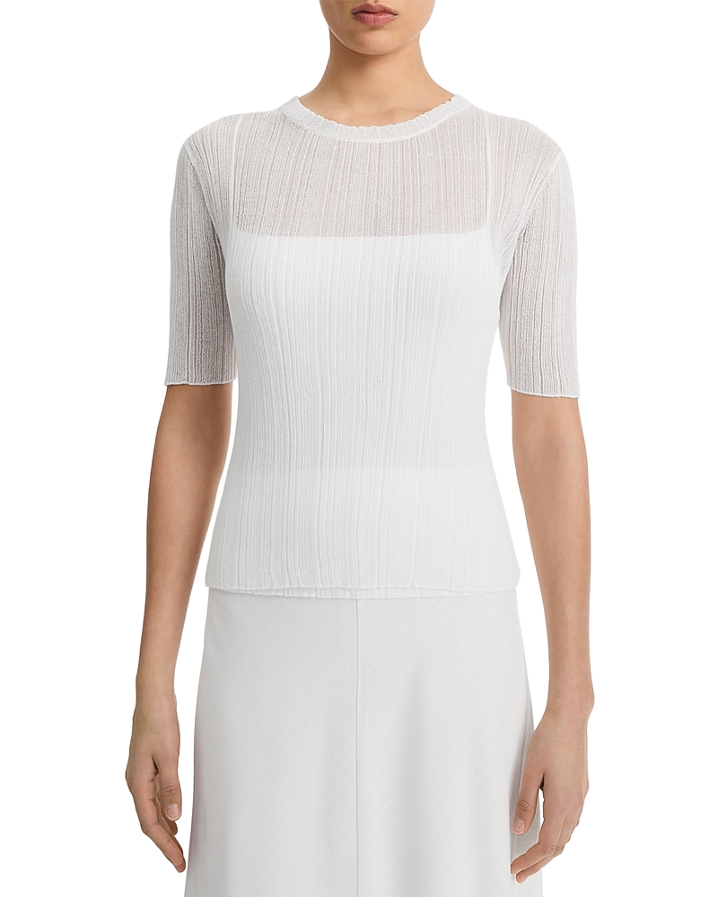 Vince Double Layer Rib Top In Optic White