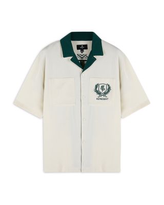 Crest Embroidered Oversized Fit Camp Shirt