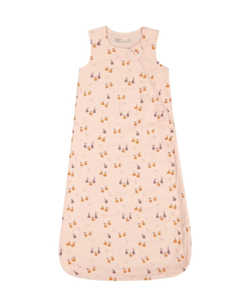 Deux Par Deux Girls' Printed Muslin Sleep Sack - Baby In Peach With Pears Print