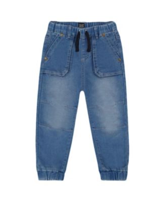 Deux Par Deux French Terry Denim Joggers  - Black main image 1