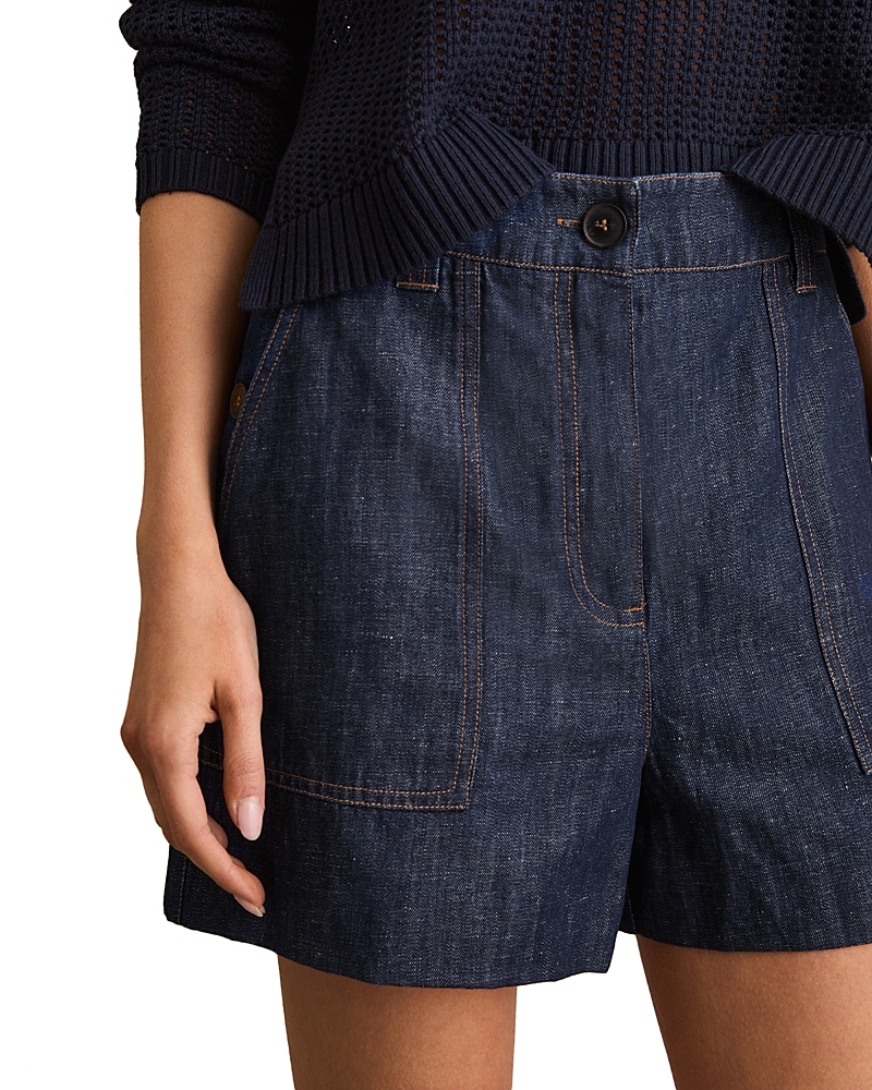 Reiss Ashby Linen Shorts In Indigo