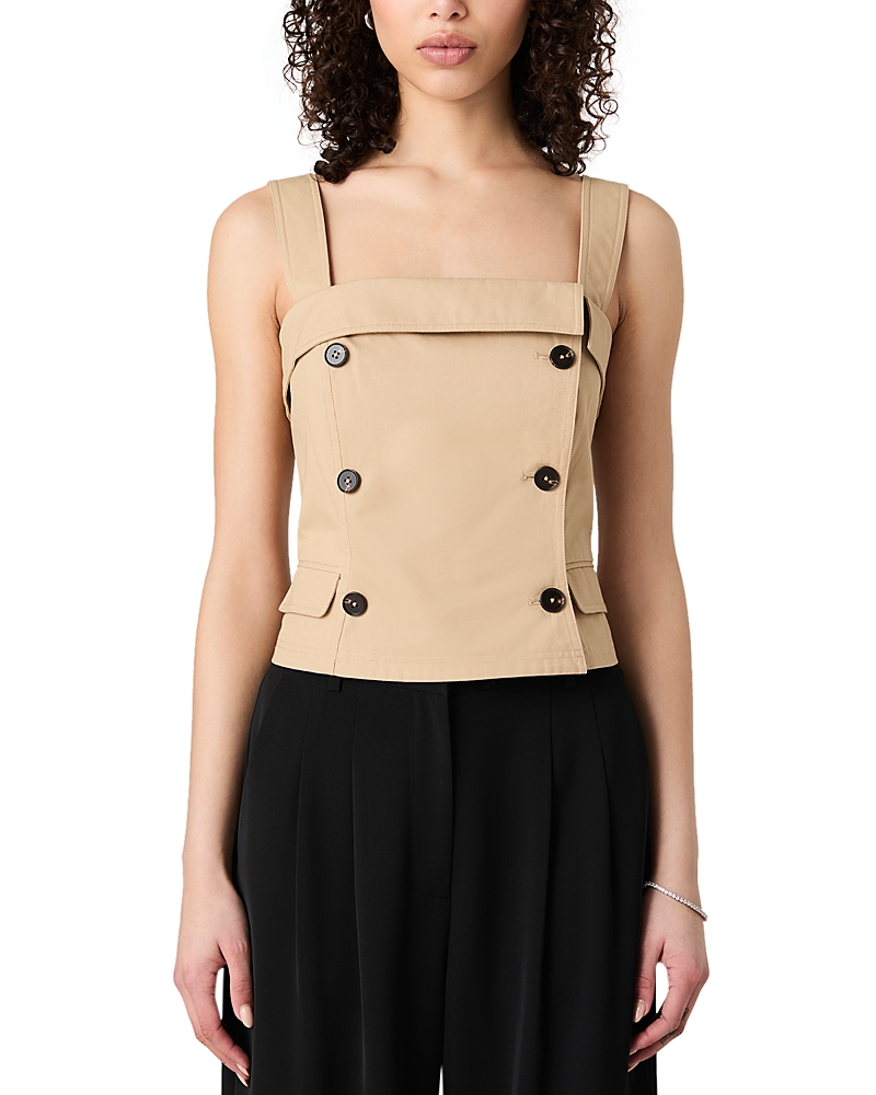 French Connection Light Weight Trench Top In Khaki In Khaki