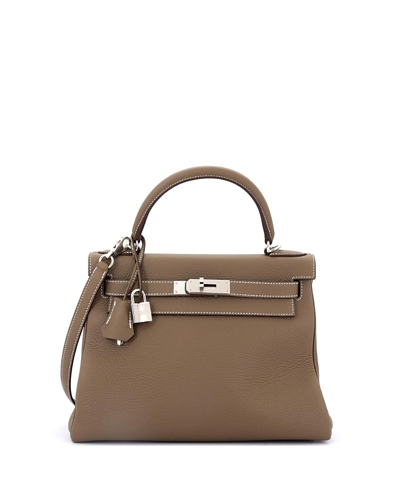 Pre-owned Pre-owned Hermes Hermes Kelly 28 Handbag Grey Togo With Palladium Hardware In Etoupe