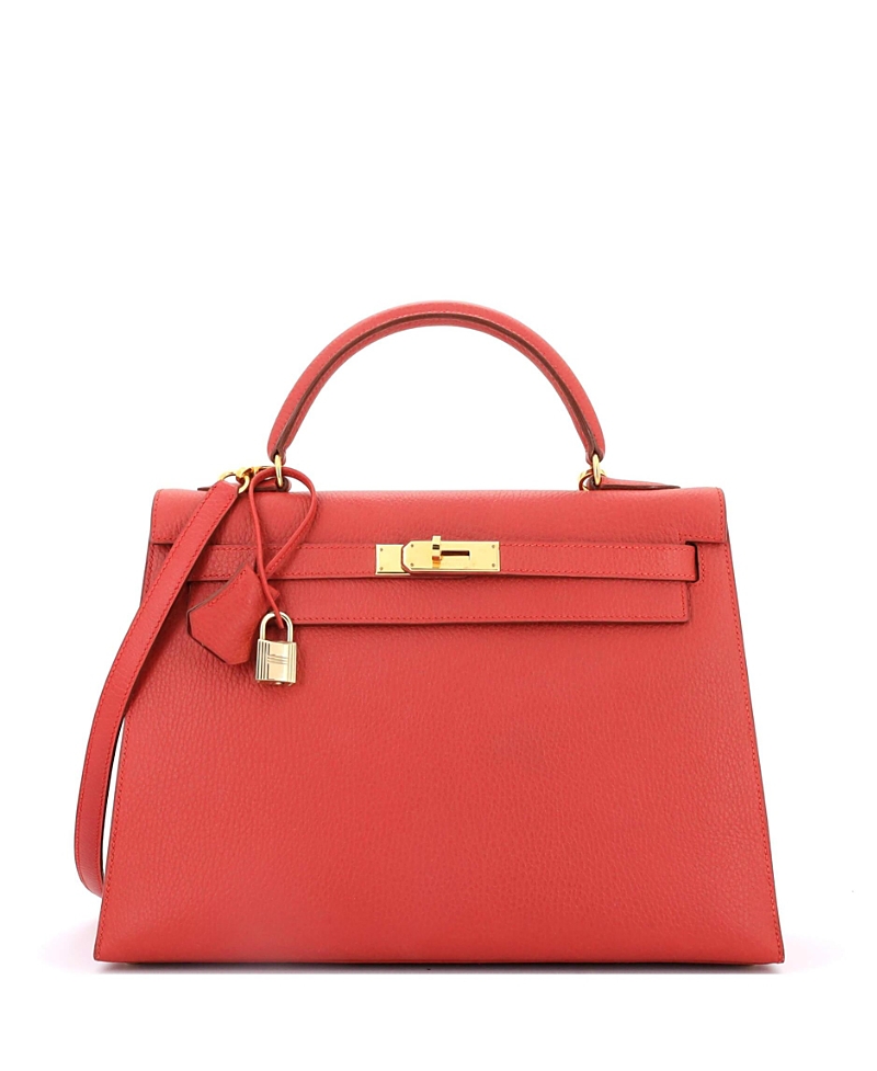 Pre-owned Pre-owned Hermes Hermes Kelly 32 Handbag Red Ardennes With Gold Hardware In Rouge Vif