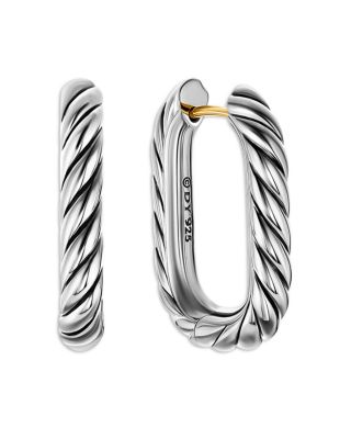 DY Madison&reg; Cable Hoop Earrings in Sterling Silver, 24.3mm