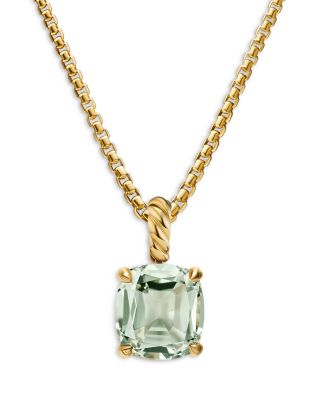 Marbella Pendant in 18K Yellow Gold with Sky Blue Topaz or Prasiolite, 12mm