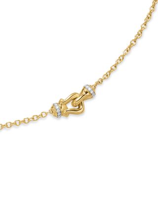 Petite Buckle Necklace in 18K Yellow Gold with Diamonds, 16.2mm