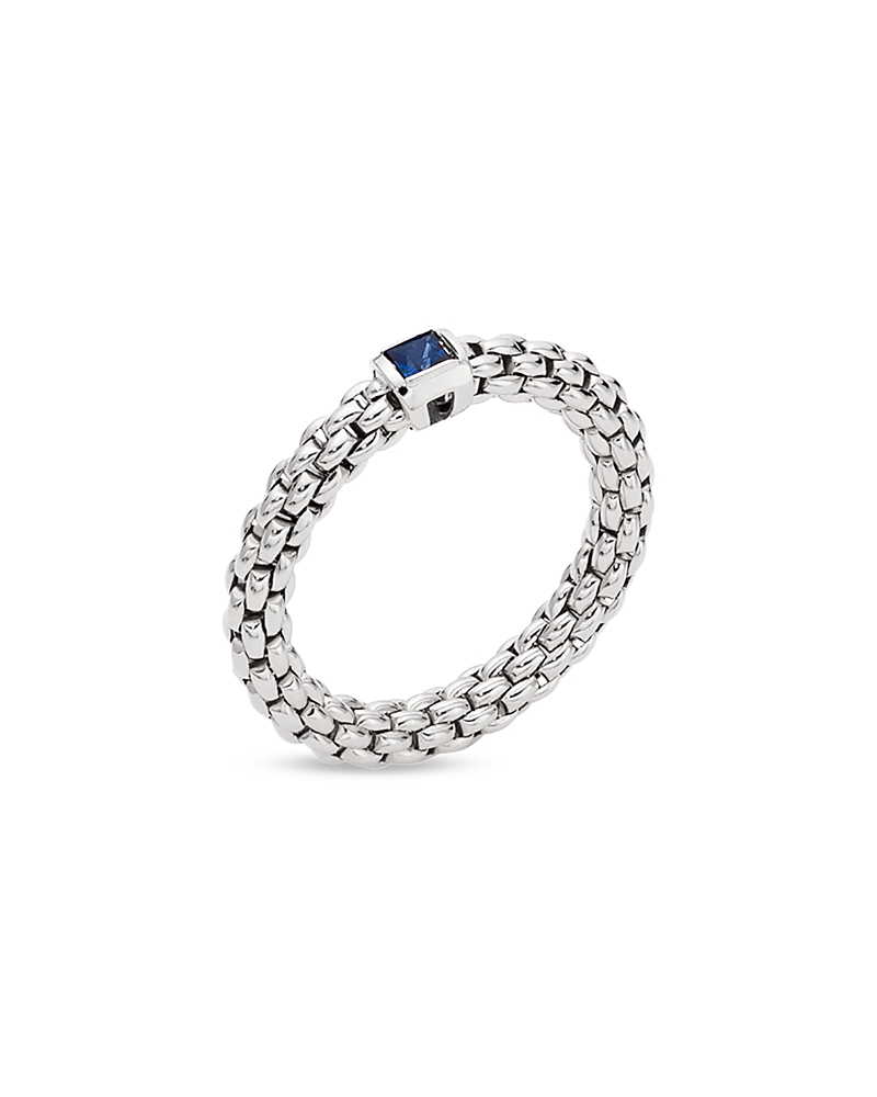 Fope 18k White Gold Souls Blue Sapphire Flex'it Ring In Metallic