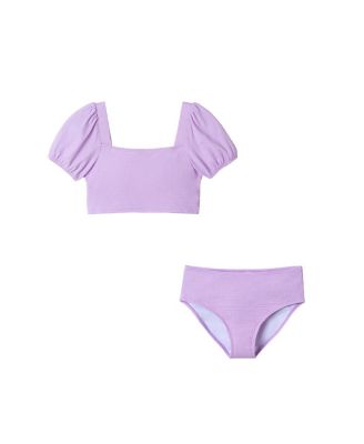 Girls' Puff Sleeve Two Piece Swim Suit - Big Kid