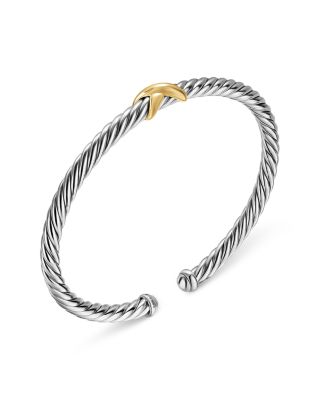 Cable Flex X Station Bracelet in Sterling Silver with 14K Yellow Gold, 4mm