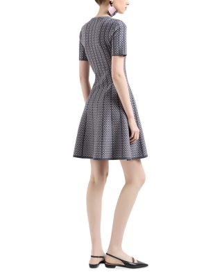 Geo Pattern Jacquard Jersey Knit A Line Dress