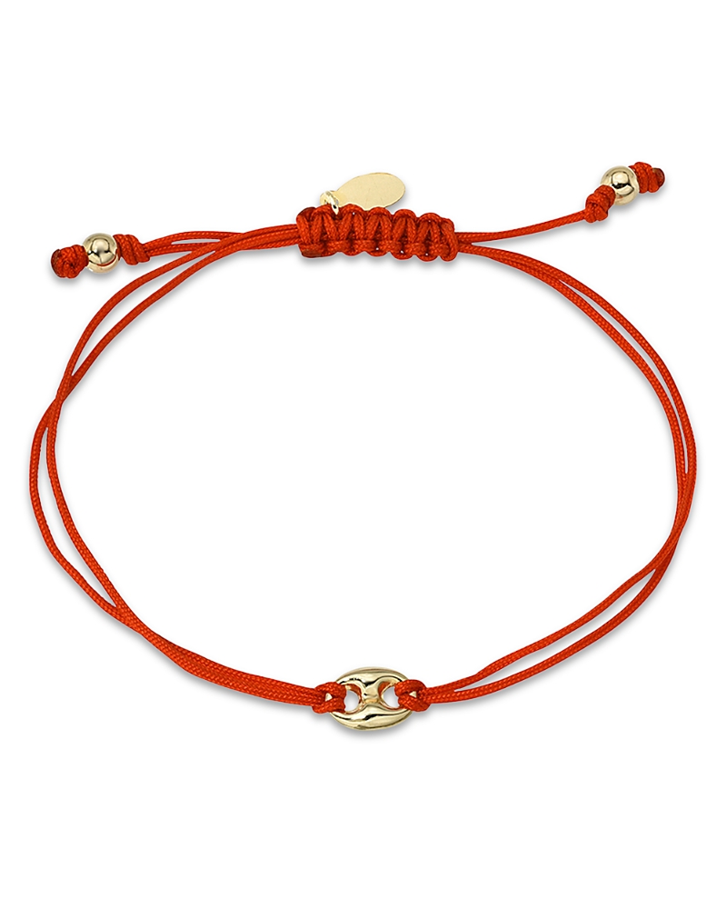Zoe Lev 14k Yellow Gold Fortune Red Cord Slider Bracelet In Red