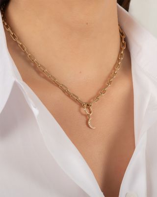 14K Yellow Gold Diamond Moon Charm Pendant