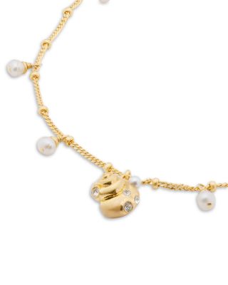 Beachside Pav&eacute; Shell, Imitation & Cultured Freshwater Pearl Charm Bracelet 