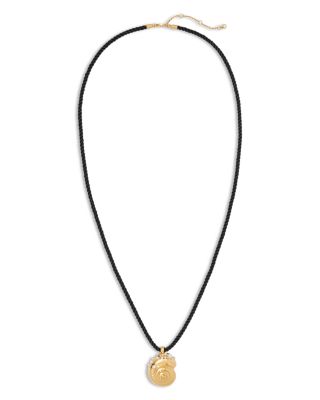 Beachside Imitation Pearl & Cubic Zirconia Shell Braided Cord Pendant Necklace, 36-39"