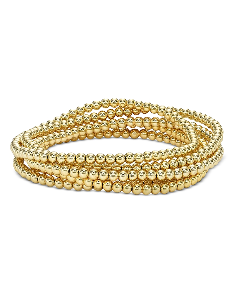 Zoe Lev Gold Vermeil Beaded Stretch Bracelets, Set Of 5
