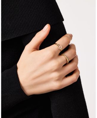  Solid Yellow Gold Floating Lab-Grown Diamond Signet Ring