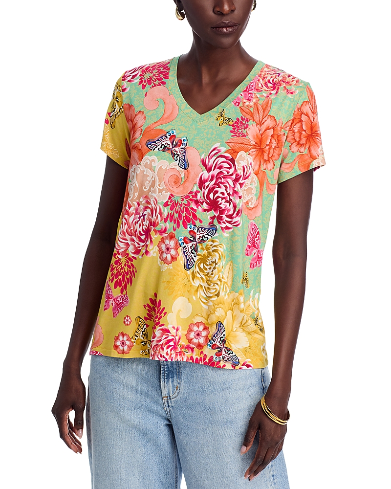 Johnny Was Janie Favorite Short Sleeve V-neck Tee In Charlie In Charlie
