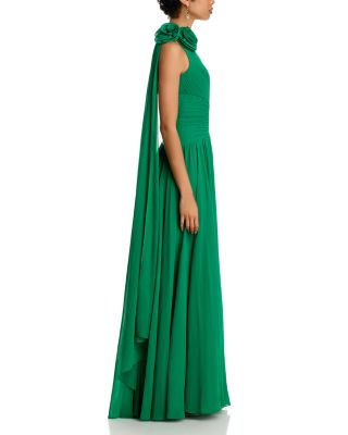 Pleat Chiffon Flower Gown
