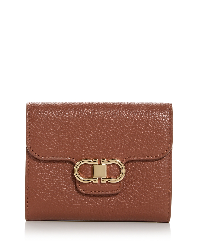 Ferragamo Leather Wallet With Logo In Brown
