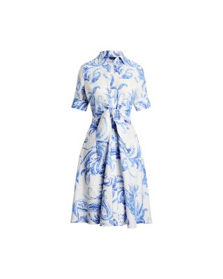 Ralph Lauren Paisley Tie Front Linen Shirtdress | Bloomingdale's