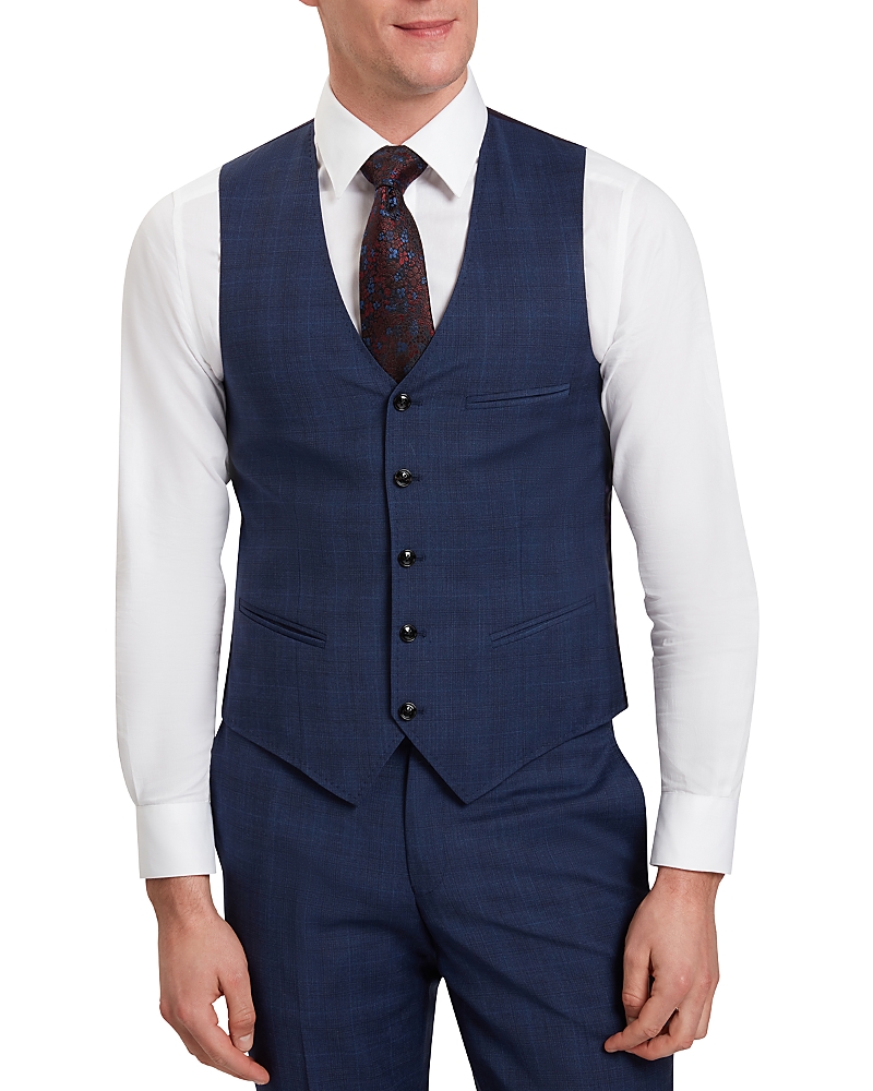 Ted Baker Troy Check Wool Modern Fit Suit Vest In Blue