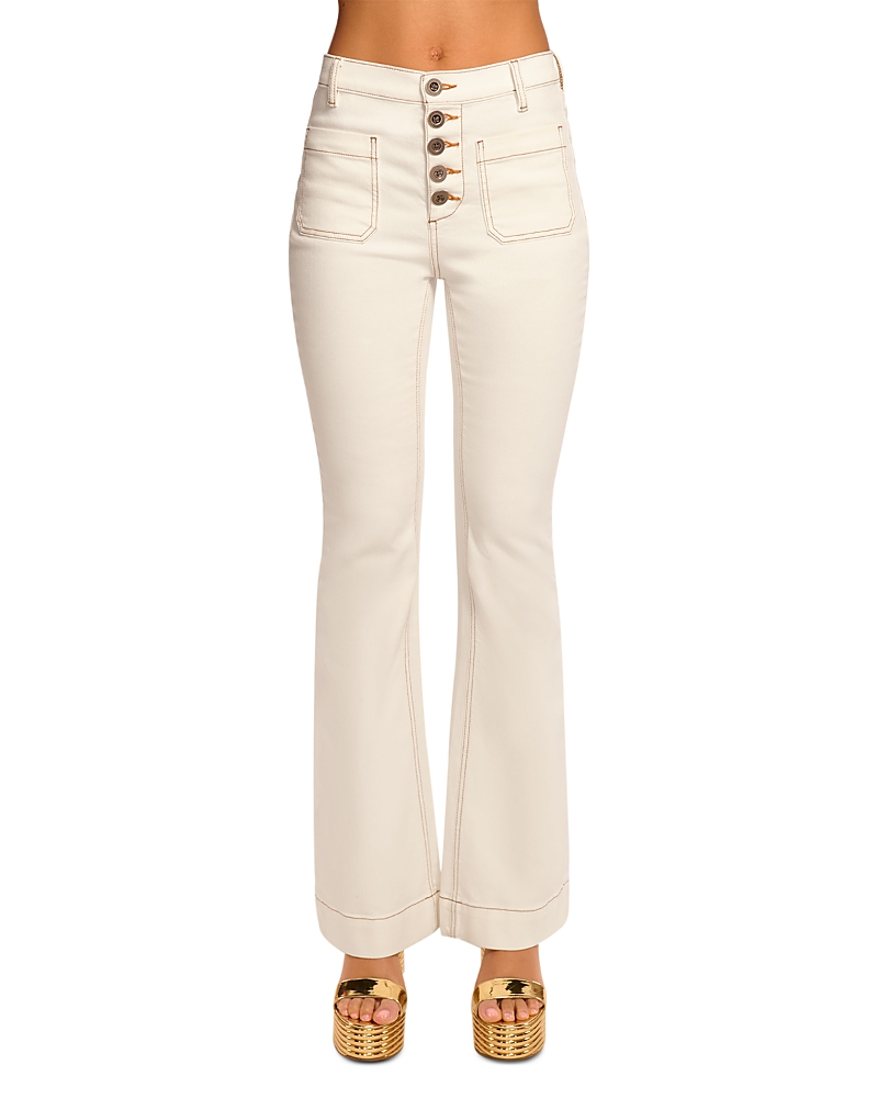 RAMY BROOK STITCHED CINDY JEANS IN WHITE WITH BAJA BROWN