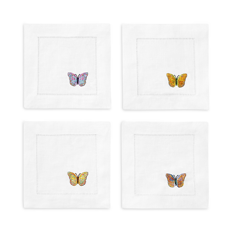 Sferra Bordano Cocktail Napkin, Set Of 4 In White Multi