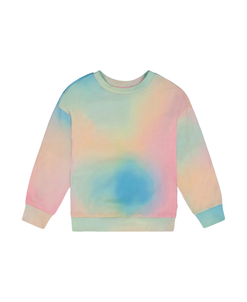 Deux Par Deux Little Girl's Printed Long Sleeve Top Multicolored Tie Dye In Multicolored Tie Dye