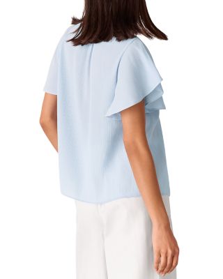 Flutter Sleeve Tie Front Blouse