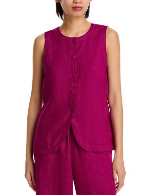 Eileen Fisher - Linen Round Neck Long Vest