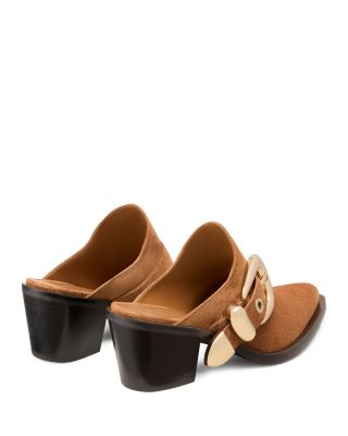 Women&#39;s Maven Almond Toe Western Style Block Heel Mules 