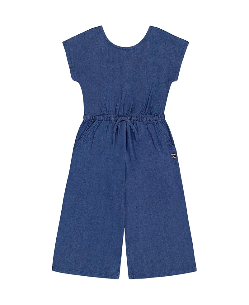 Deux Par Deux Kids' Little Girl's Chambray Jumpsuit Navy Blue