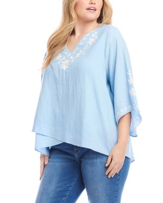 Bracelet Sleeve Embroidered Asymmetric Top